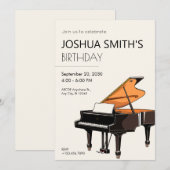 Grand Piano musique anniversaire Invitation (Devant / Derrière)
