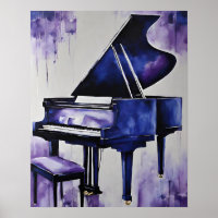GRAND PIANO MUZIEK PAARSE BLAUWE KUNST