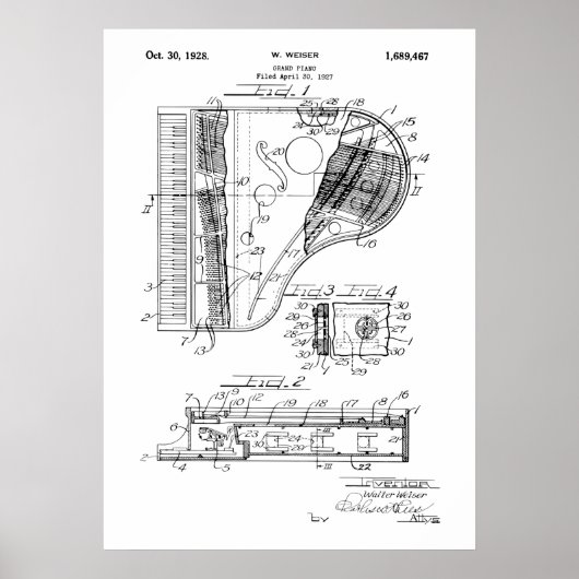 Grand Piano Patent Poster (Voorkant)