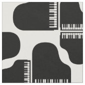 Grand Piano Pattern Retro Black & White Music Stof (Close Up)