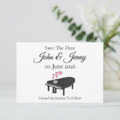 Grand Piano Pianist Muzikant bruiloft Save the Dat (Staand voorkant)