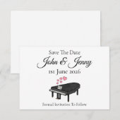 Grand Piano Pianist Muzikant bruiloft Save the Dat (Voorkant / Achterkant)