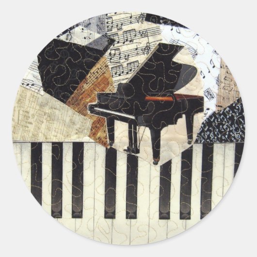 Grand Piano Ronde Sticker (Voorkant)