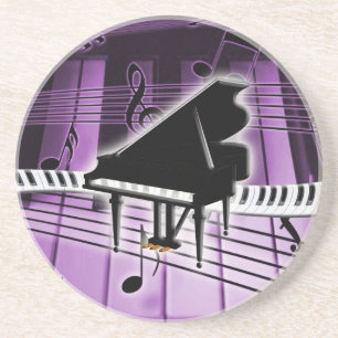 Grand Piano-toetsenbord en -Muzieknoten Zandsteen Onderzetter