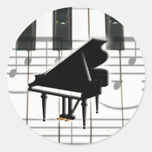 Grand Piano-toetsenbord en -notities Ronde Sticker