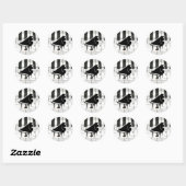 Grand Piano-toetsenbord en -notities Ronde Sticker (Vel)