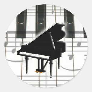 Grand Piano-toetsenbord en -notities Ronde Sticker