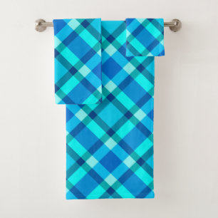 Grand Plaid Moderne, Bleu Cobalt, Aqua & Turquoise