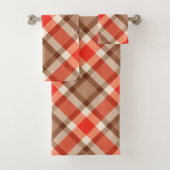 Grand Plaid Moderne, Coral Orange, Brown & Tan (En situation)