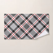 Grand Plaid moderne, noir, blanc, gris et rouge (Serviette à main)
