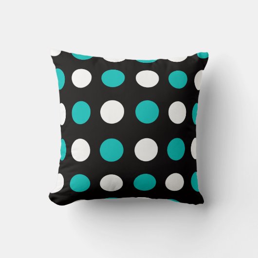 Grand Pois Turquoise noir et blanc Coussin (Recto)