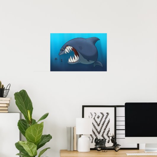 Grand Poster de requin blanc (Bureau à domicile)
