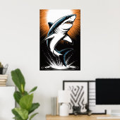 Grand Poster de requin blanc (Bureau à domicile)