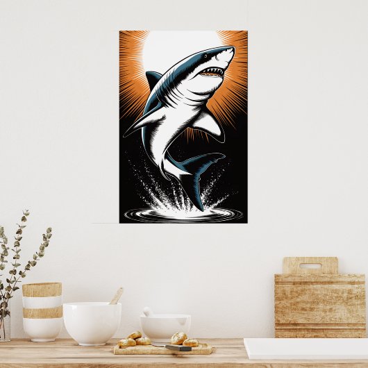 Grand Poster de requin blanc (Cuisine)