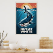 Grand Poster de requin blanc (Cuisine)