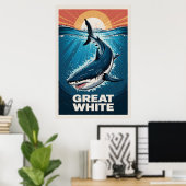 Grand Poster de requin blanc (Bureau à domicile)