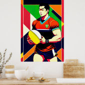 Grand Poster japonais de rugby (Cuisine)