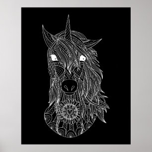 Grand Poster noir Arrière - plan Unicorn Coloring