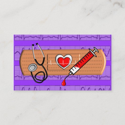 Grand pourpre Bandaid de cartes de visite Médicale (Devant)
