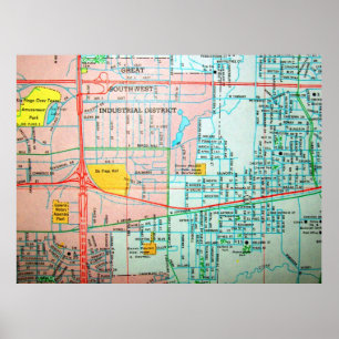 Grand Prairie, TX  Map Poster