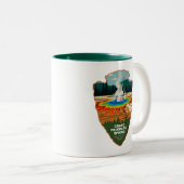 Grand Prismatic Spring Yellowstone Arrowhead Tweekleurige Koffiemok (Voorkant rechts)