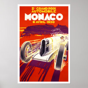 Grand Prix de Monaco 1930 Poster de course vintage