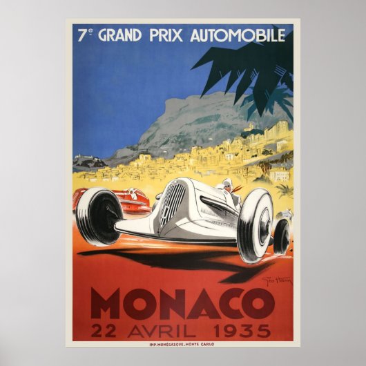 Grand Prix Poster vintage de Monaco 1936 (Devant)