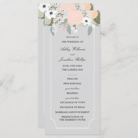 Grand programme de mariage floral (Devant / Derrière)