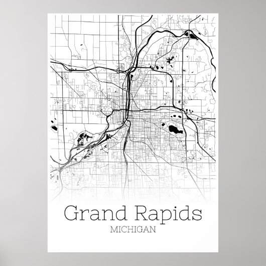 Grand Rapids Map - Michigan - City Map Poster (Voorkant)