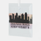 Grand Rapids MI City Skyline Ornement en verre (Avant gauche)