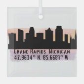 Grand Rapids MI City Skyline Ornement en verre (Recto)