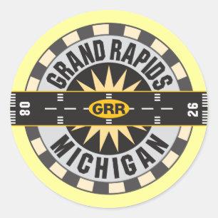 Grand Rapids, MI GRR Luchthaven Ronde Sticker
