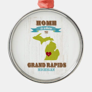 grand rapids , michigan Map - Home is waar Metalen Ornament