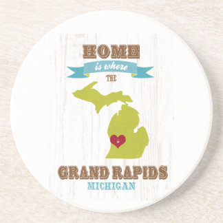grand rapids , michigan Map - Home is waar Zandsteen Onderzetter