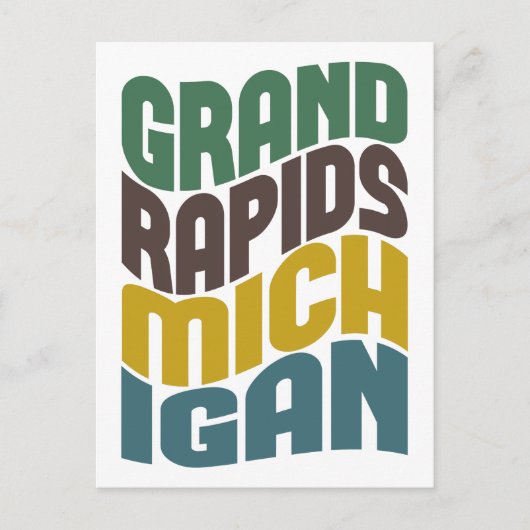 Grand Rapids Michigan Retro Wave Briefkaart (Voorkant)