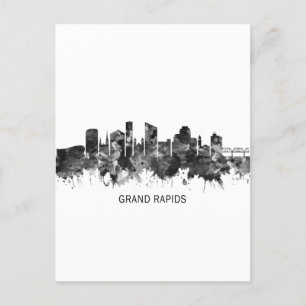 Grand Rapids Michigan Skyline BW Feestdagenkaart