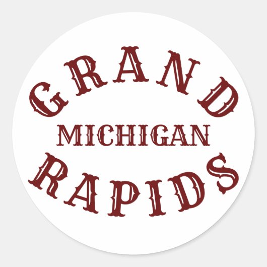 Grand Rapids, Sticker rond classique du Michigan (Devant)