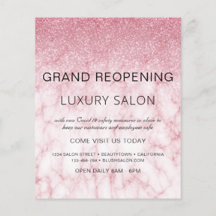 Grand Reopening Marble Pink Glitter Salon Flyer