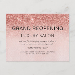 Grand ReOpening Roos Gold Glitter Salon Aankondigingskaart