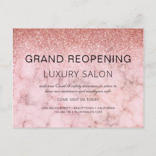 Grand ReOpening Roos Gold Glitter Salon Aankondigingskaart