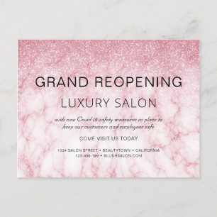 Grand ReOpening Roos Gold Glitter Salon Aankondigingskaart