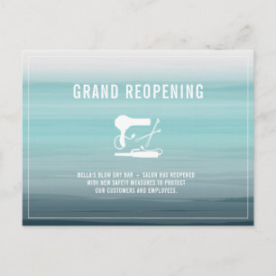 Grand Reopening Salon Hair Stylist Aqua Briefkaart