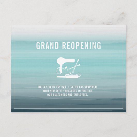 Grand Reopening Salon Hair Stylist Aqua Briefkaart (Voorkant)