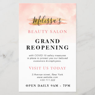 GRAND REOPENING trendy gold pink beauty lounge Flyer