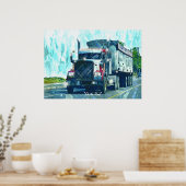 Grand Rig Red Freight Truck Poster d'art du conduc (Cuisine)