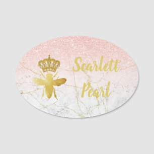Grand Rose BEE DE REINE Personnalisé Pink Badge m
