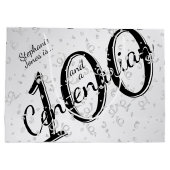 Grand Sac Cadeau 100 ans Centenaire Typographie noir/blanc (Dos)