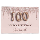 Grand Sac Cadeau 100e anniversaire blush parties scintillant rose g (Dos)
