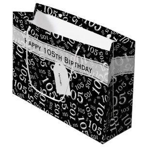 Grand Sac Cadeau 105th thème heureux de fête d'anniversaire noir et