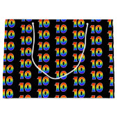 Grand Sac Cadeau 10e anniversaire : Fun Rainbow Event Numéro 10 Mot (Devant)